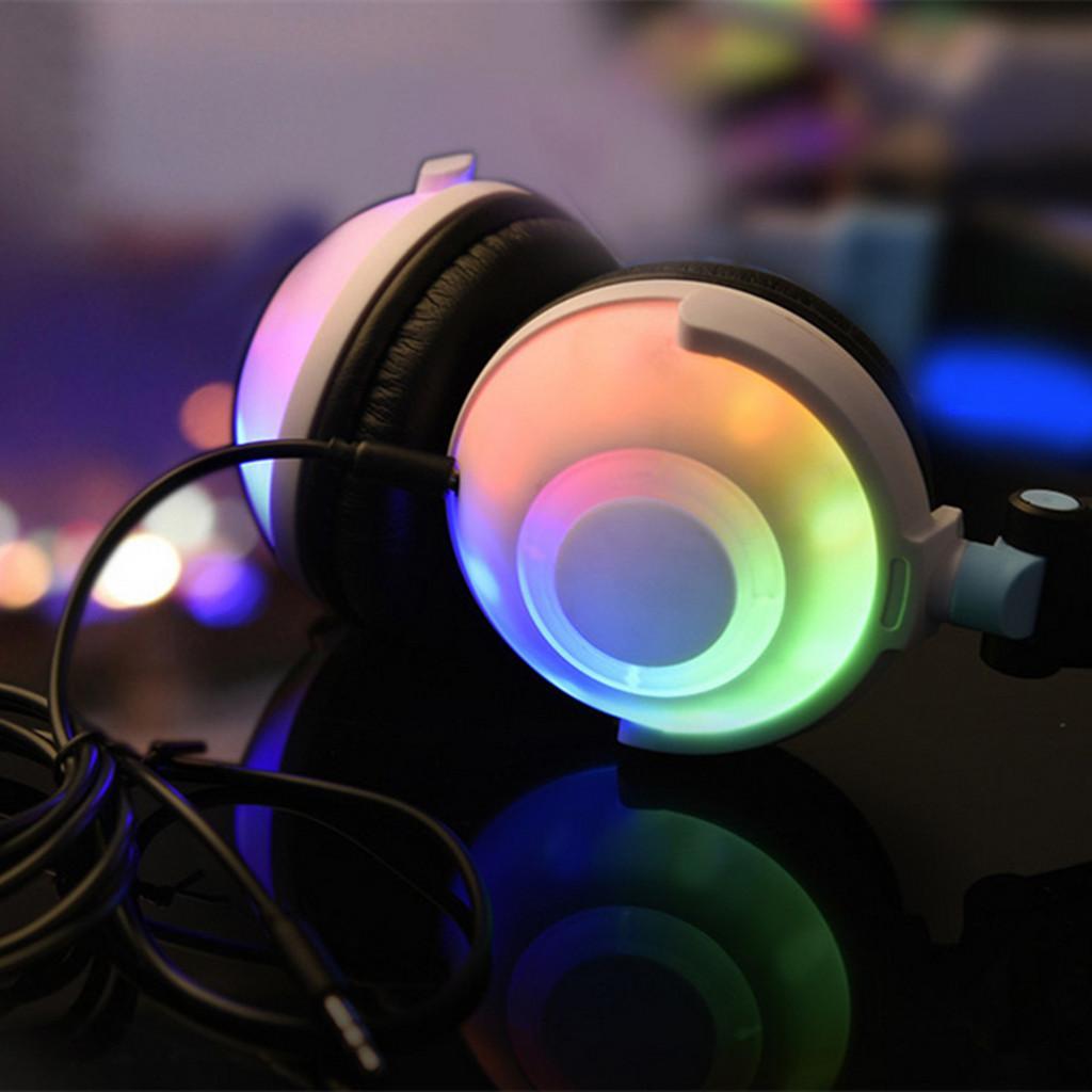 Foldable LED light Flashing Glowing Bear Ear Headphone Gaming Headset