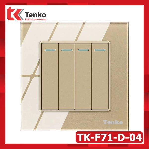 Công Tắc 4 Hạt Âm tường Mặt Kính Cường Lực Chống Xước - Chống Va Đập Thương Hiệu Nhật Bản Tenko TK-F71-D-04 Màu Trắng