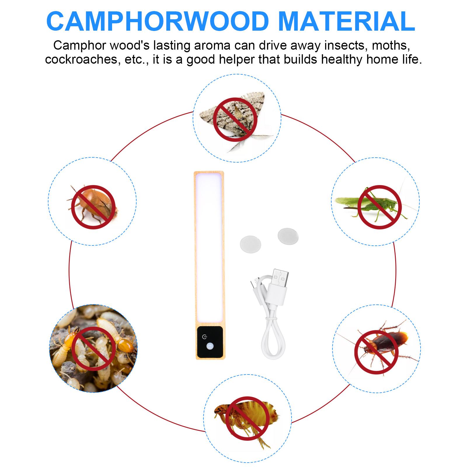 LED Motion Sensor Lights Cabinet Closet Light Night Lamp Reading Light Under-Counter Light Stepless Dimming White Light Camphorwood Material