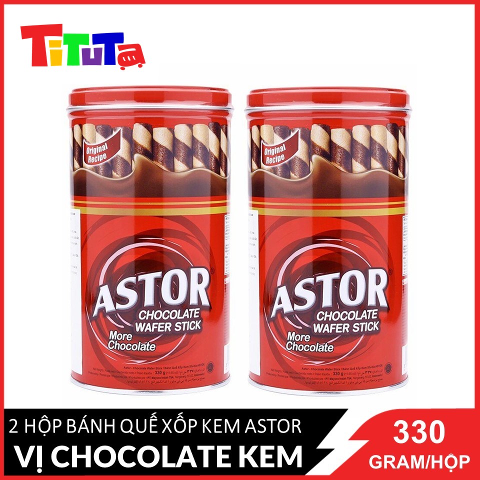 Combo 2 Bánh Quế Xốp Kem Astor Socola 330gram/Hộp x2