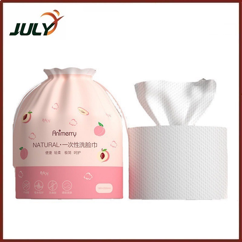 KHĂN GIẤY LAU MẶT COTTON HỒNG 150G TÚI RÚT - JL