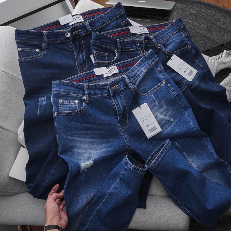 Quần jean nam big size cao cấp màu xanh slimfit co giãn xuất xin