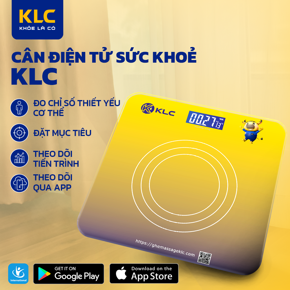 Cân điện tử thông minh KLC DS001 theo dõi tỷ lệ mỡ, chỉ số BMI, khối lượng xương nhanh chóng