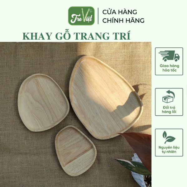 Khay gỗ trang trí đựng đồ ăn chụp ảnh - Thớt gỗ decor cho nhà hàng/ khách sạn/ quán ăn