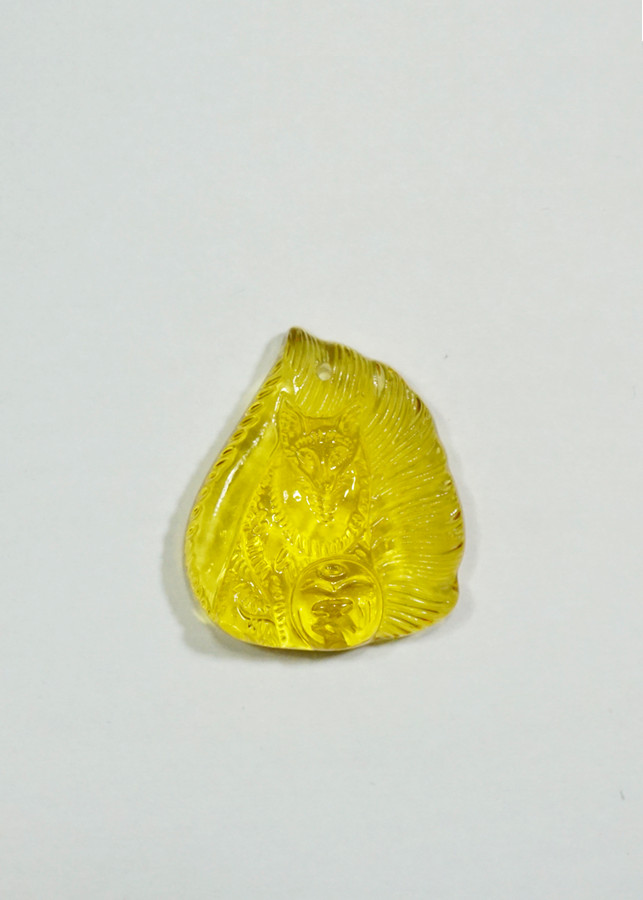 Mặt dây Hồ Ly 9 đuôi đá Topaz vàng Tình Duyên - mạng Thổ