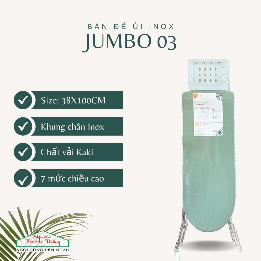 Bàn Để Ủi Cầu Là Quần Áo Dạng Đứng Jumbo 03 Kích Thước: 38x100cm - Nguyễn Trường Thắng - Tăng Đưa Cao Thấp- Tiện Lợi - Có Kệ Đỡ Bàn Ủi