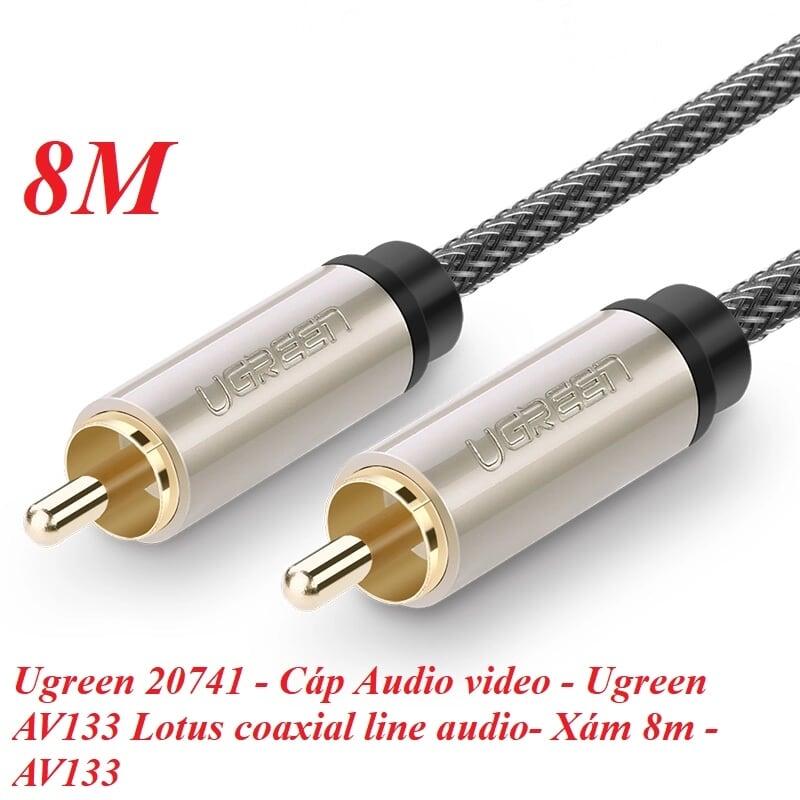 Ugreen UG20741AV133TK 8M màu Xám Cáp âm thanh bông sen Coaxial cao cấp - HÀNG CHÍNH HÃNG