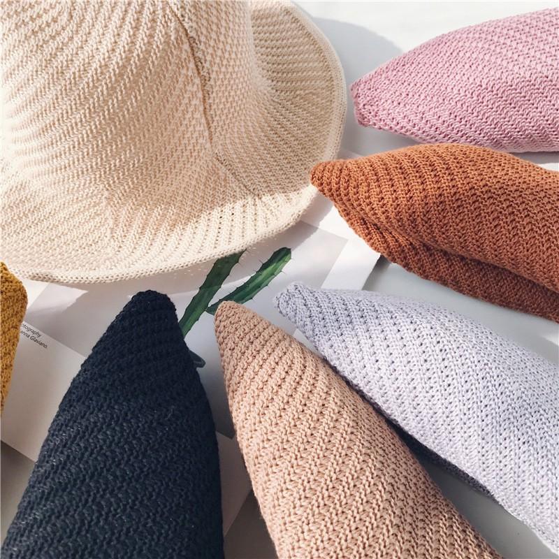 Nón bo dệt kim trơn màu giản dị thời trang cho nữ