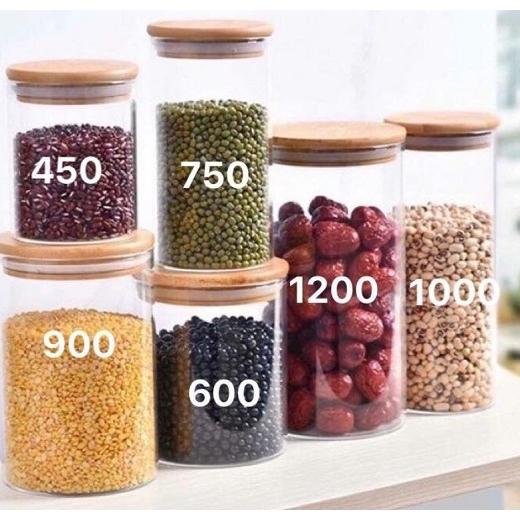 Hũ Thủy Tinh Trụ Nắp Gỗ Tre Cao Cấp