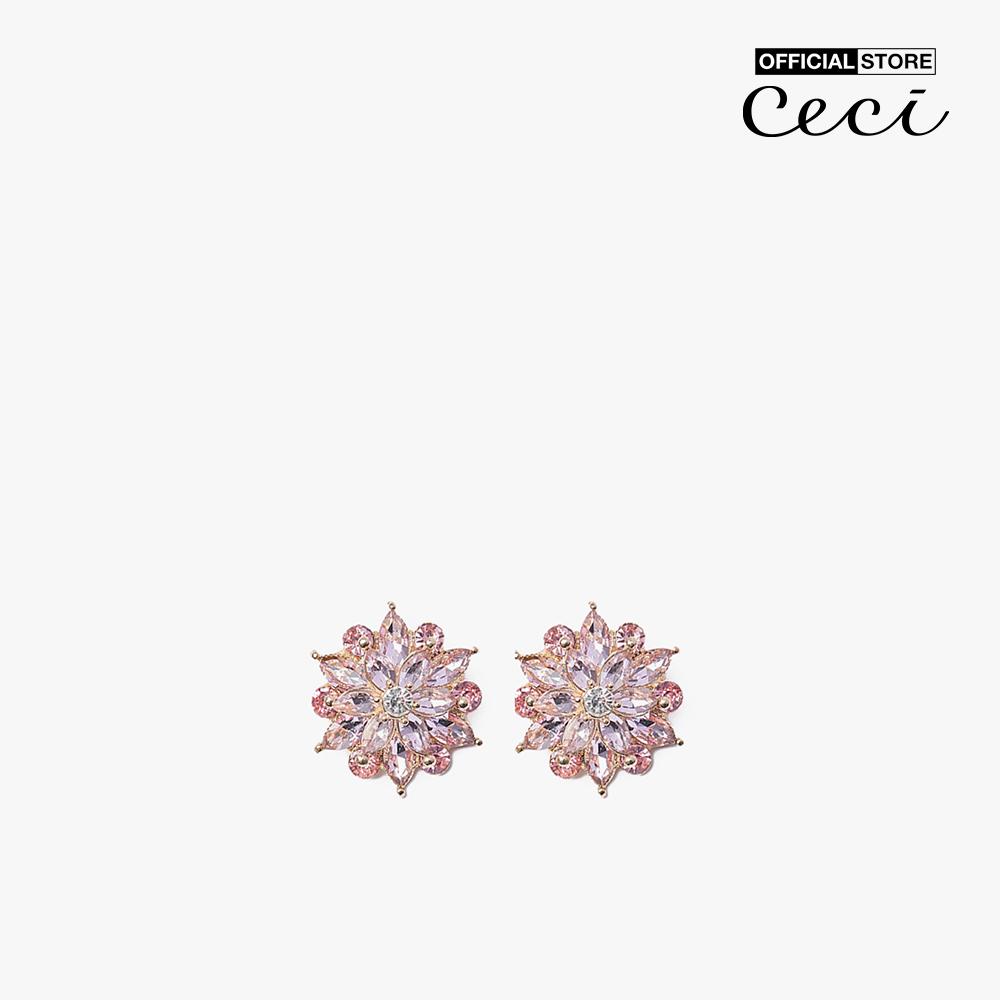 CECI - Khuyên tai nữ hình bông hoa đính đá nổi bật CC1-09000035