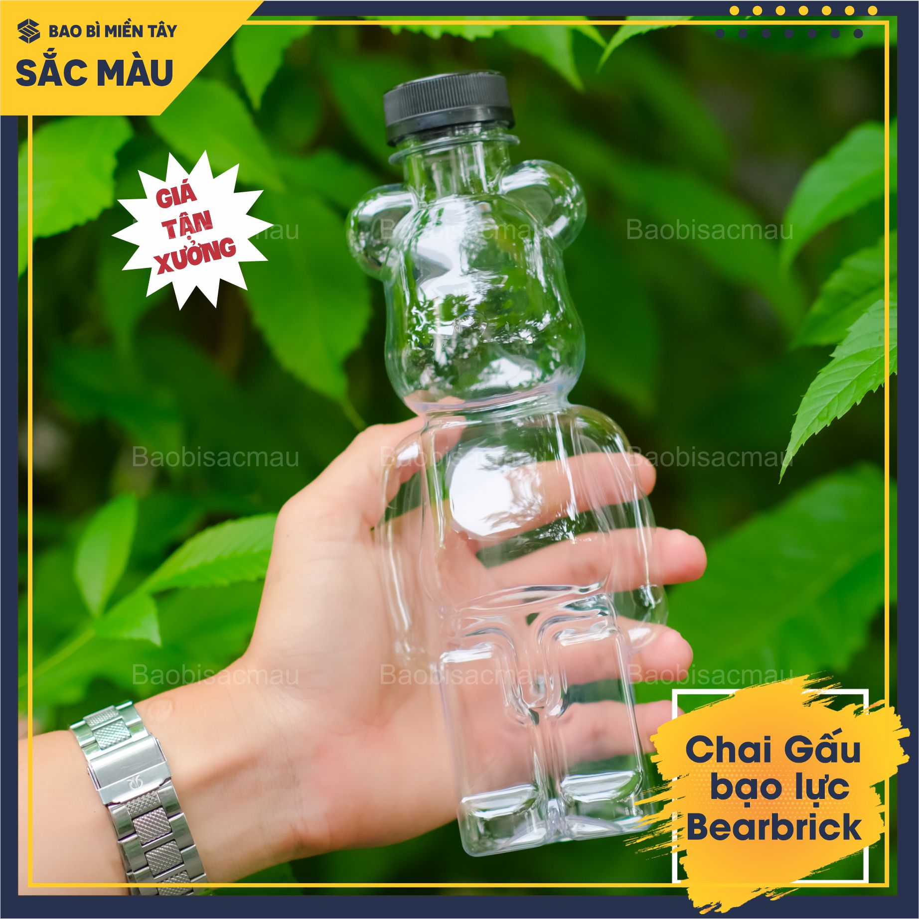 HOT Combo 10 bình nhựa, chai nhựa hình Gấu bạo lực Bearbrick, chai gấu đựng kẹo, chai gấu trà sữa