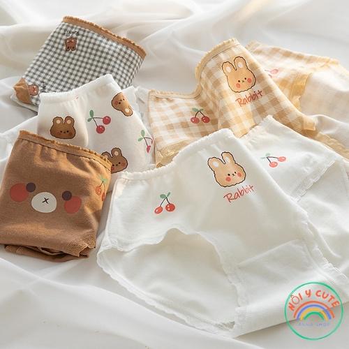 Set 5 quần lót bé gái kháng khuẩn cao cấp họa tiết thỏ dễ thương cute từ 26- 46 Kg quần chip nữ