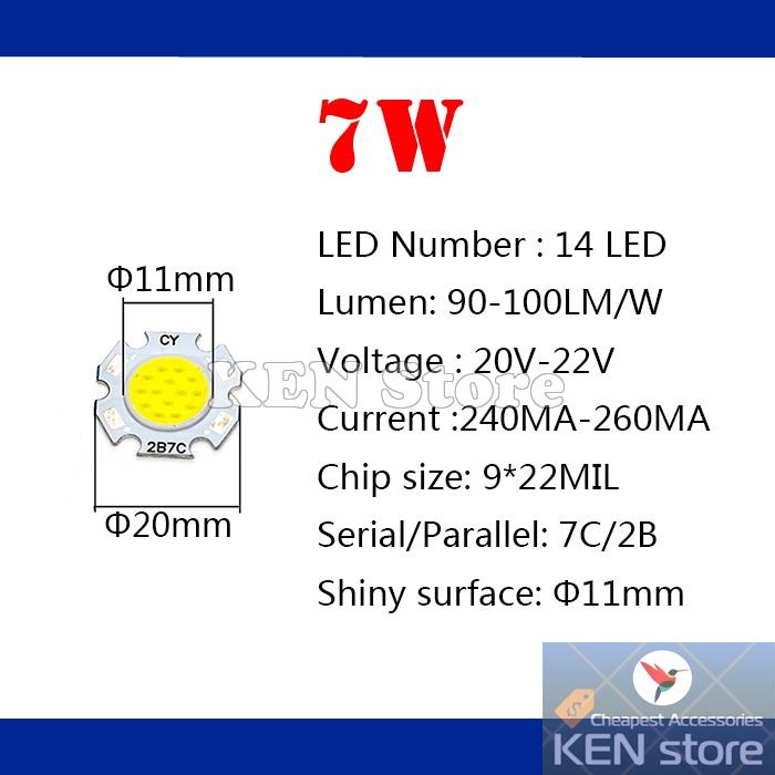 Bóng led, nhân led, chip led 3W 5W 7W 10W đường kính 20mm