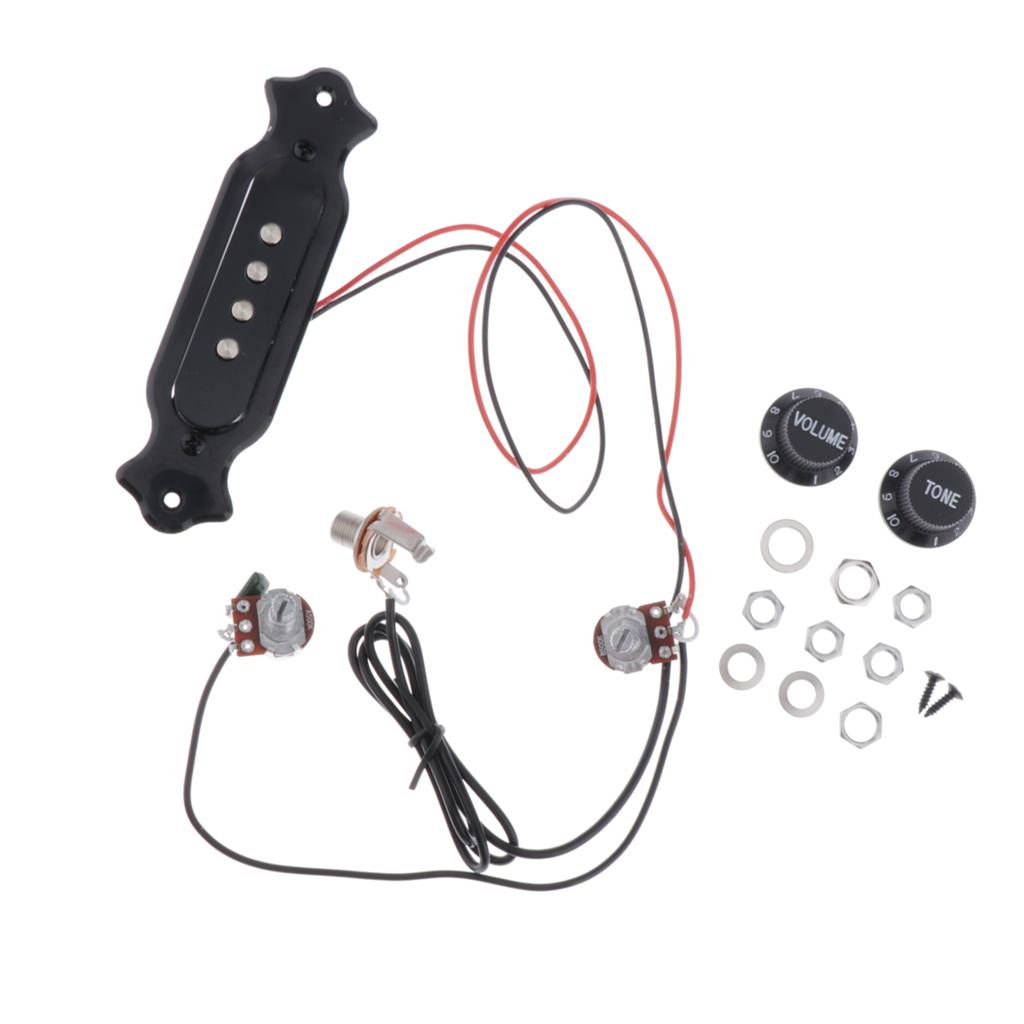 Sunnimix Nhựa Đơn Phối Xanh Soundhole Pickup Dây Điện Có Thể Tích Màu Núm Ty Cho 4 Dây Đàn Guitar Điện Phần
