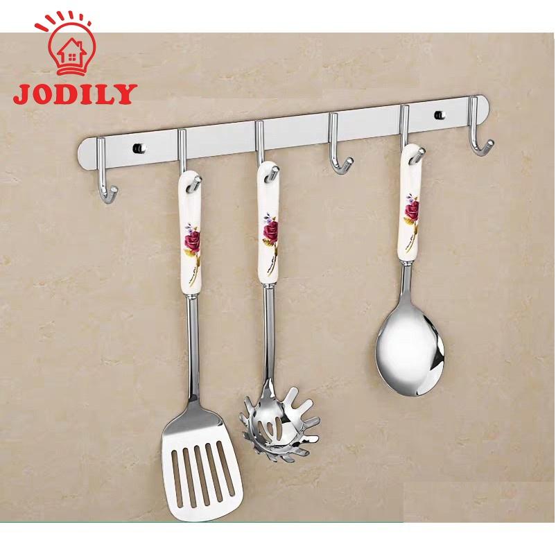 Thanh Treo Quần Áo Inox 304 Dán Tường Sử Dụn g Keo Siêu Dính - 6 Móc