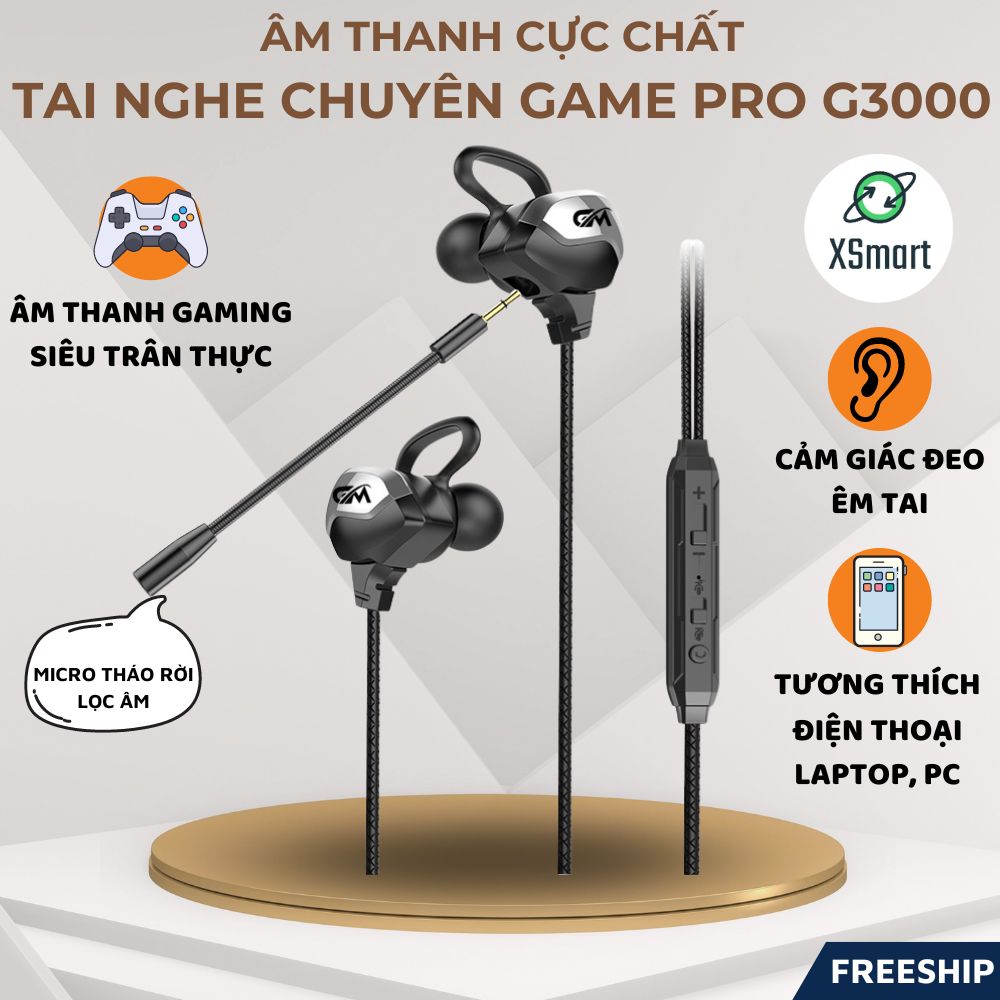 Tai Nghe Gaming Chơi Game Chuyên Nghiệp G3000, Thiết Kế Cực Đẹp, Âm Thanh Stereo Trân Thực, Jack Cắm 3.5mm-Hàng Chính Hãng