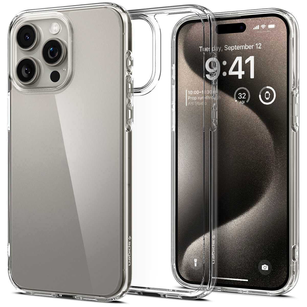 Ốp Lưng dành cho iPhone 15 Pro Max Spigen Ultra Hybrid Crystal Clear Case - Hàng Chính Hãng