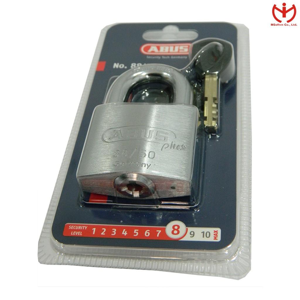 Ô khóa ABUS 88/50 Plus thân đồng rộng 50mm bọc Crom lõi lá 3 chìa vuông - MSOFT