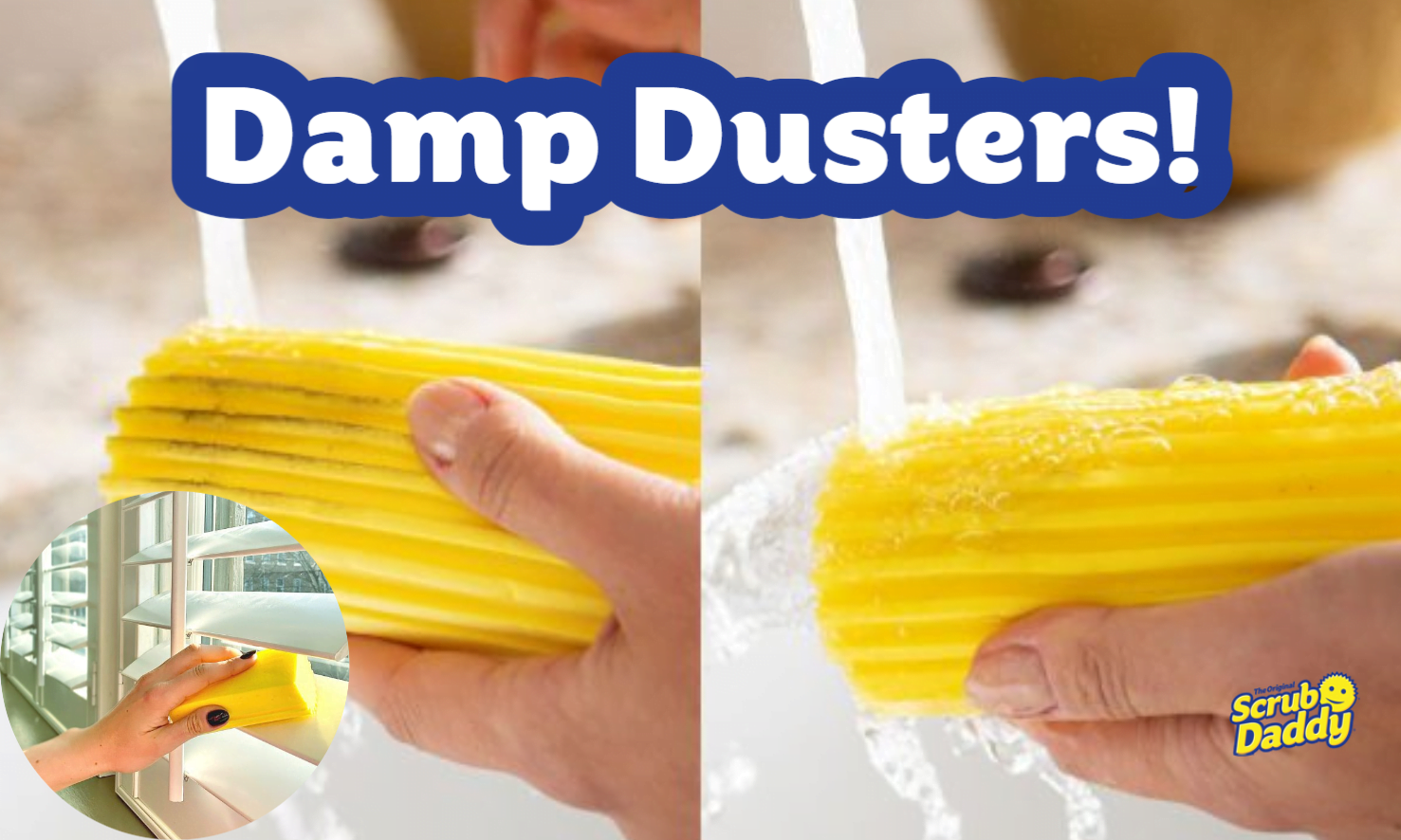 Miếng lau dọn nhà Scrub Daddy Damp Duster nhiều màu, lau kẽ cửa sổ, ghế của Mỹ