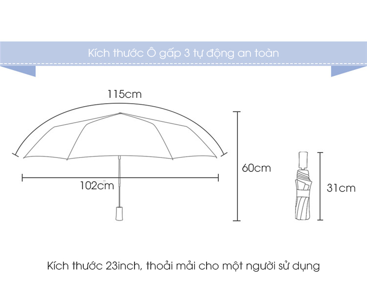 Dù tự động gấp gọn Nason Umbrella Chagoi cán gỗ hiếm, khắc tên, logo dát vàng, dù gấp gọn che nắng che mưa chống tia UV 