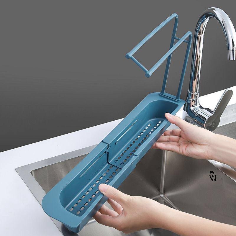 Kệ nhựa gác bồn rửa chén gấp gọn có khăn phơi - Kệ nhựa đa năng để đồ rửa chén dài 40cm gấp gọn gác bồn