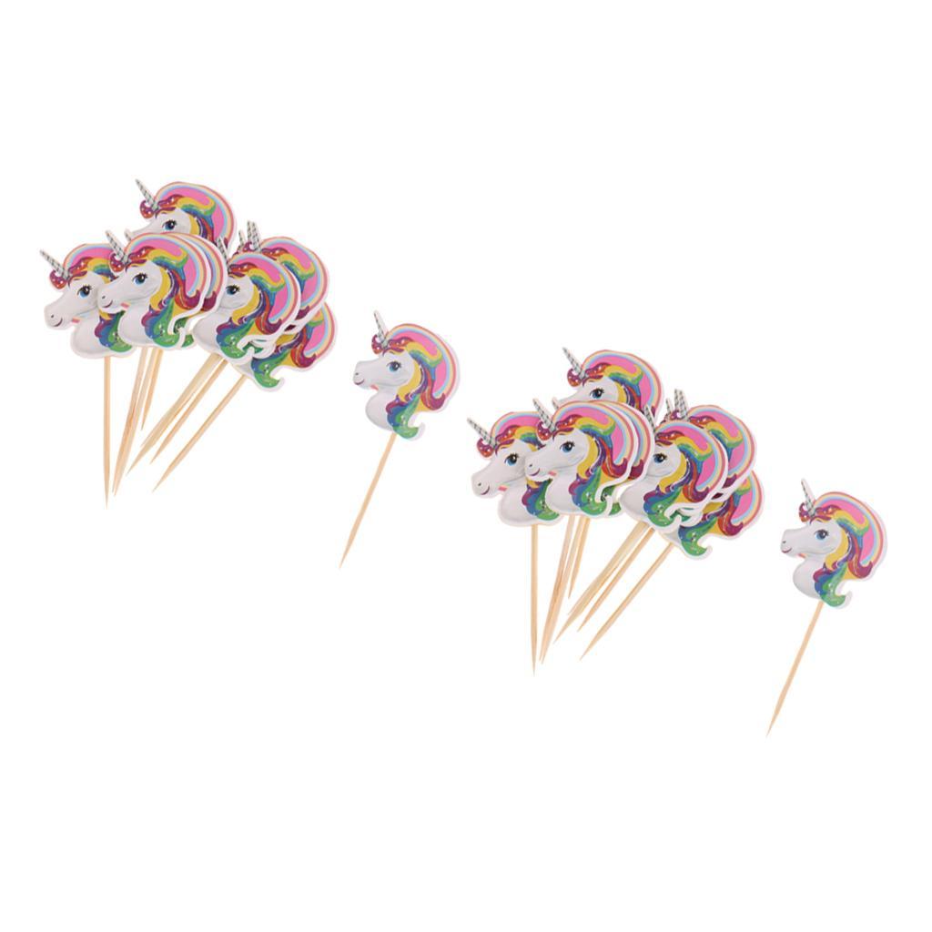 20pcs Rainbow Unicorn Cupcake Picks Cake Toppers for Birthday Party Decor