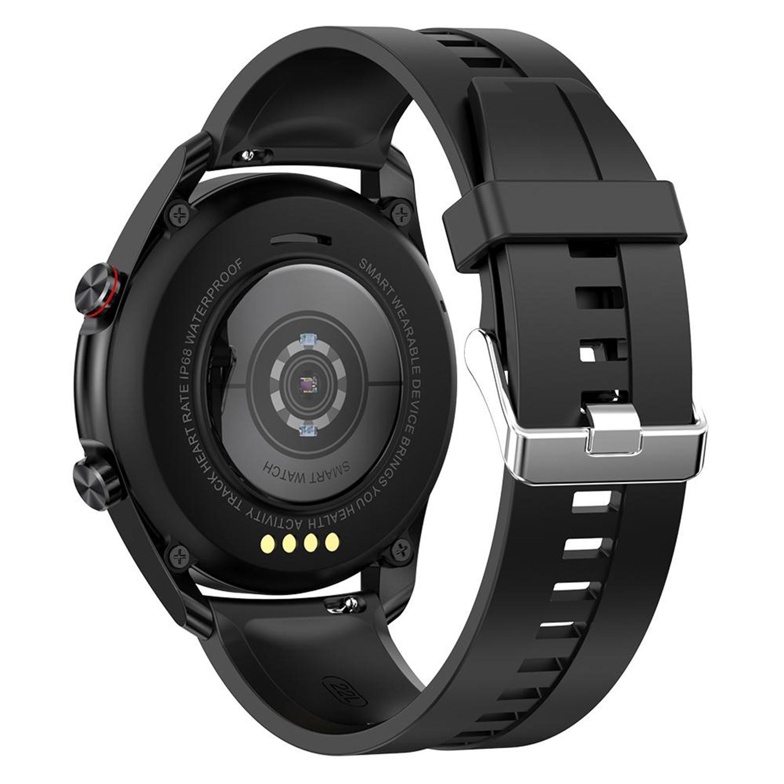 2xL19 IP68 Waterproof Pressure Oxygen Monitor Smart Watch Sport Bracelet Black Silicone