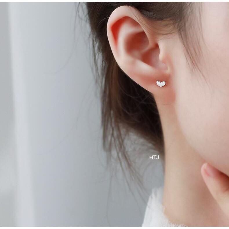 FREE SHIP BÔNG TAI NỤ TRÁI TIM BẠC TA