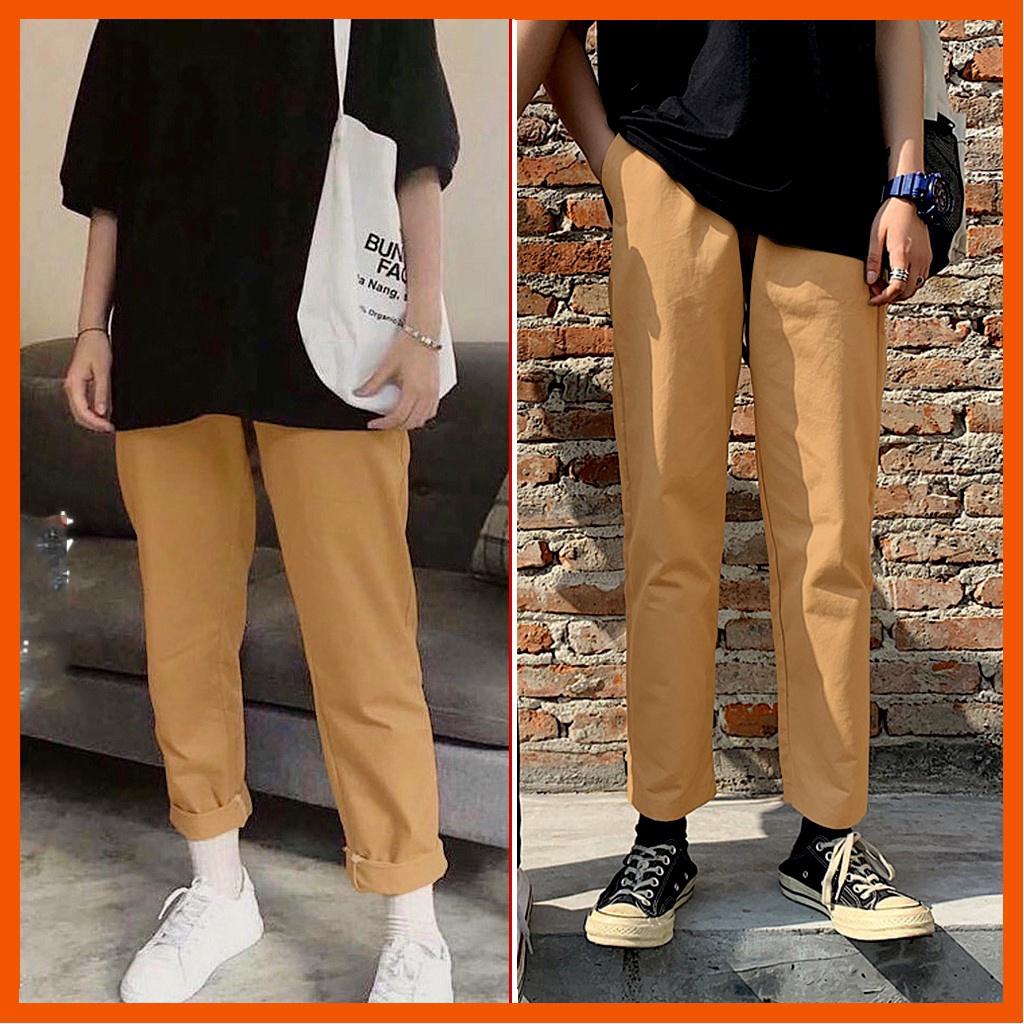 Quần Kaki Baggy Unisex Nam Nữ, Baggy Unisex Kaki Nam Nữ cạp chun vải Kaki nhập Hàn mềm co giãn