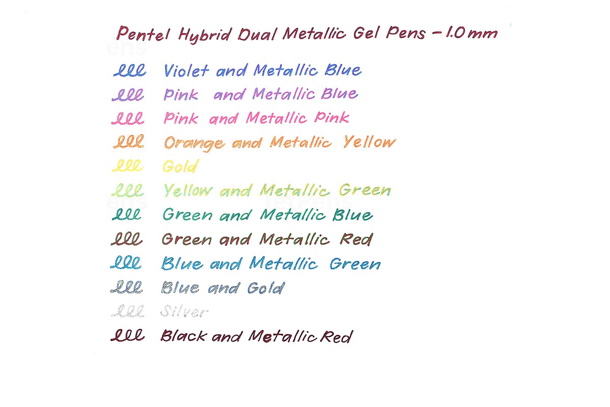 Bút gel nhũ Pentel Hybird Dual Metallic - 1.0mm - Pink + Metallic Pink