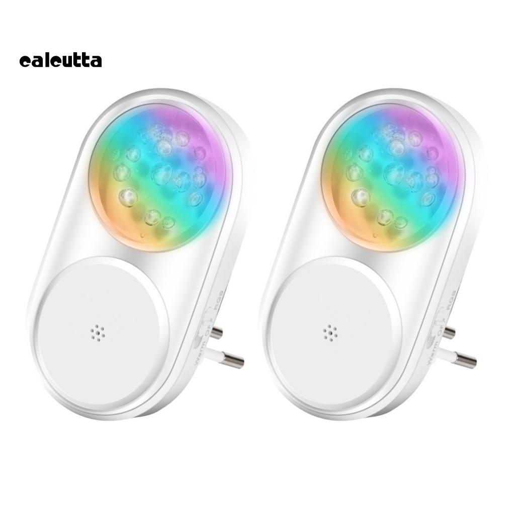 Bộ 2 Đèn Ngủ Mini 7 Màu RGB Có Phích Cắm Điều Khiển Ánh Sáng Thông Minh