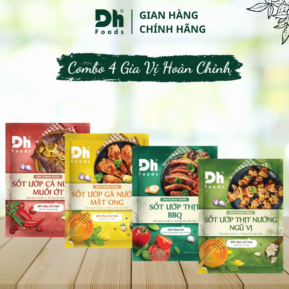 Bộ Sốt Ướp Các Loại Thịt, Cá, Hải Sản Dh Foods - Gói Gia Vị Sốt Ướp Tiện Lợi 65gr, Thành Phần Rau Củ Tươi