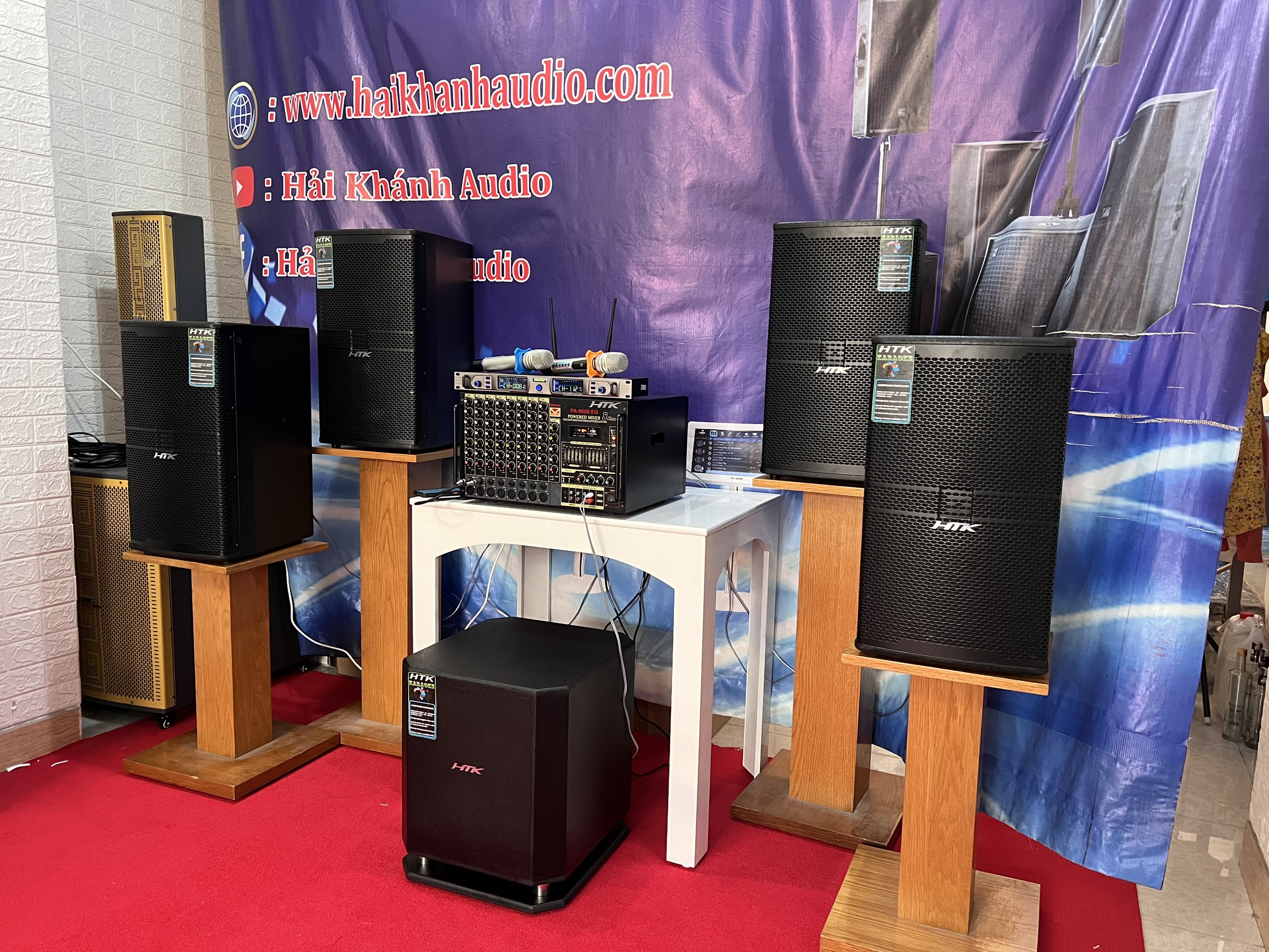 Bộ dàn 4 loa 3 tấc cao cấp karaoke và nghe nhạc HTK - 9000 EQ Hải Triều