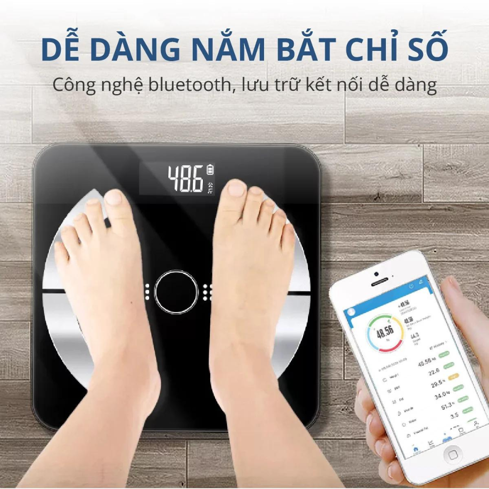 Cân Điên Tử Bluetooth Phân Tích Chỉ Số Cơ Thể Kachi MK223