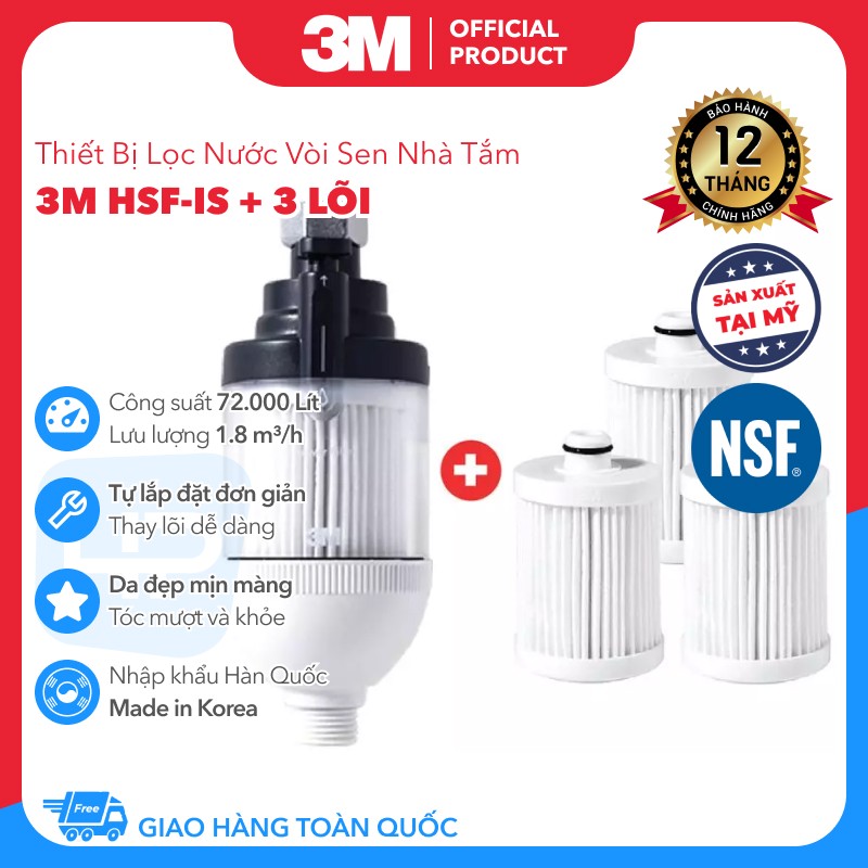 Bộ Lọc Nước Vòi Sen Tắm Nóng Lạnh 3M SFKC01-CN1 | 3M HSF-IS Tự Lắp Đặt Dễ Dàng, Thay Lõi Đơn Giản - Hàng Chính Hãng