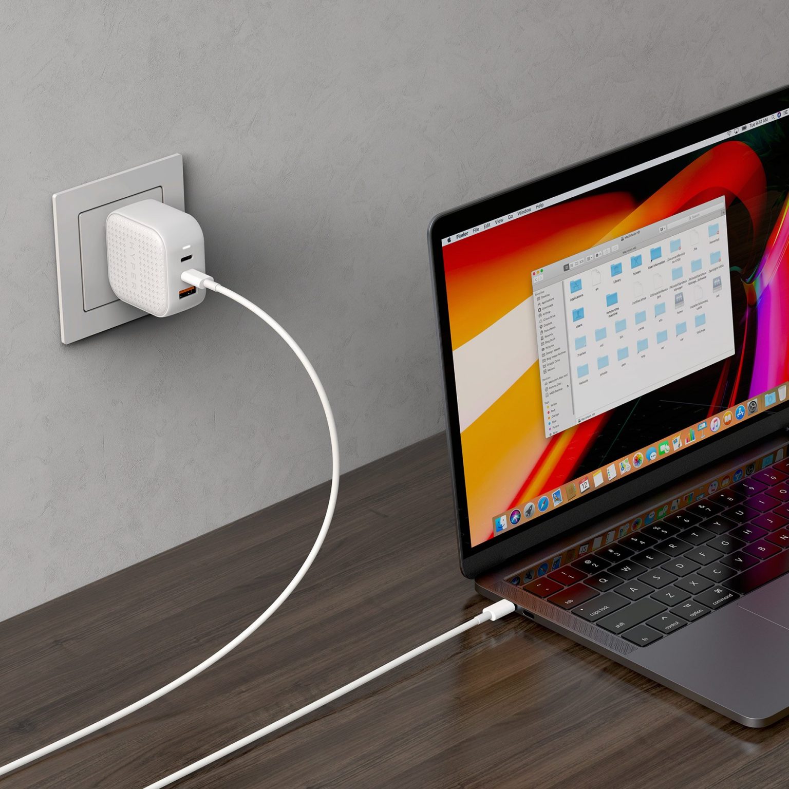 Sạc Đa Cổng Cho Macbook/ iPad/ iPhone HYPERJUICE GaN 66W Charger (2 x USB-C; 1 USB-A) Nhỏ Nhất Thế Giới HJ265 - Hàng Chính Hãng