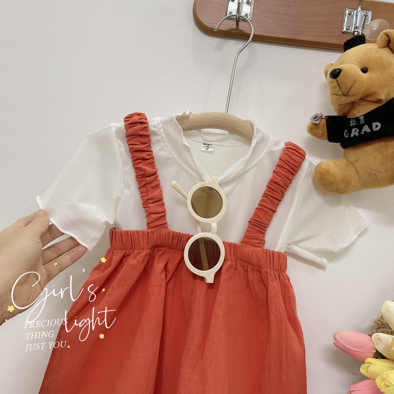 Set jum phối áo thun tăm lạnh cho bé