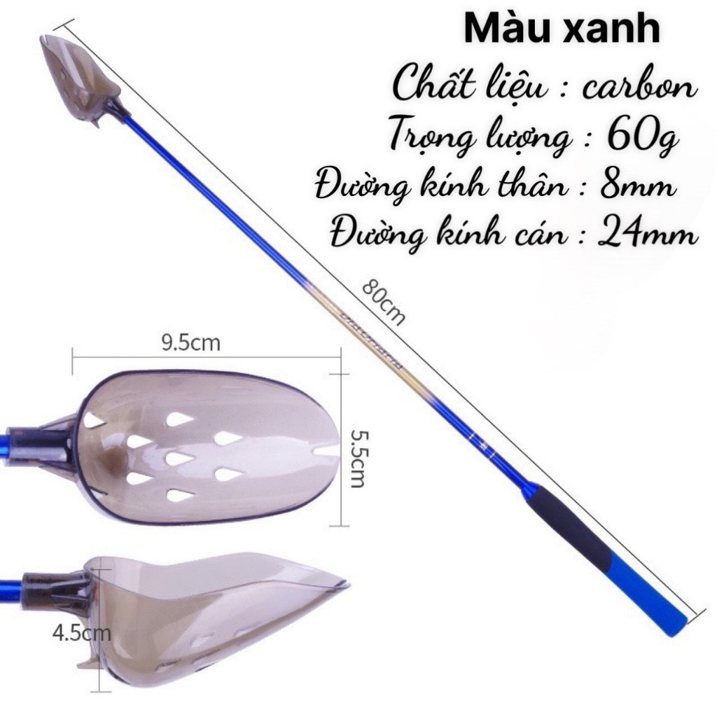 Gậy xả mồi Carbon, muỗng vẩy mồi câu cá cao cấp, xả hạt câu đơn, câu đài, môi xả mồi carbon 80cm