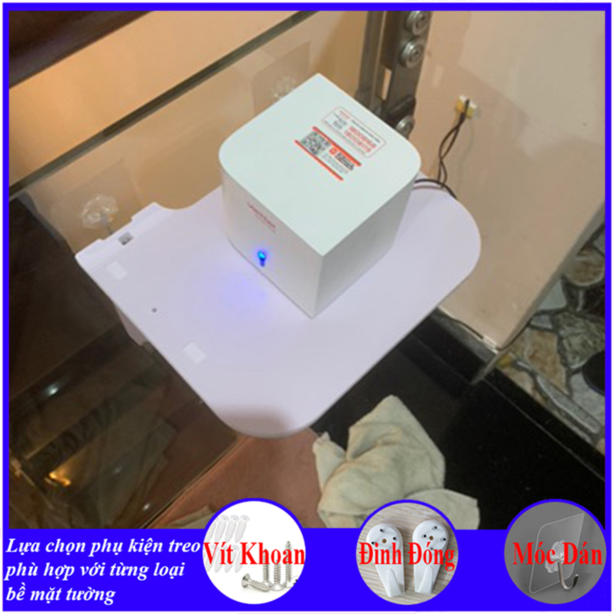 Kệ wifi treo tường, Giá đỡ wifi, đầu kỹ thuật số, modem, máy chiếu, chất liệu gỗ cao cấp màu trắng - a32