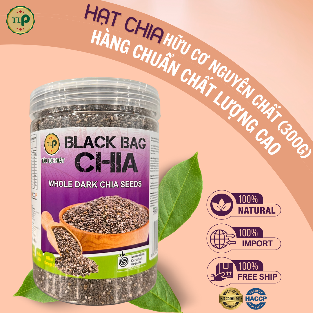 Hạt Chia Úc TLP.100% Organic Ăn Kiêng Giảm Cân Hạt Chuẩn Sạch Đều Đẹp (Hũ 300g)