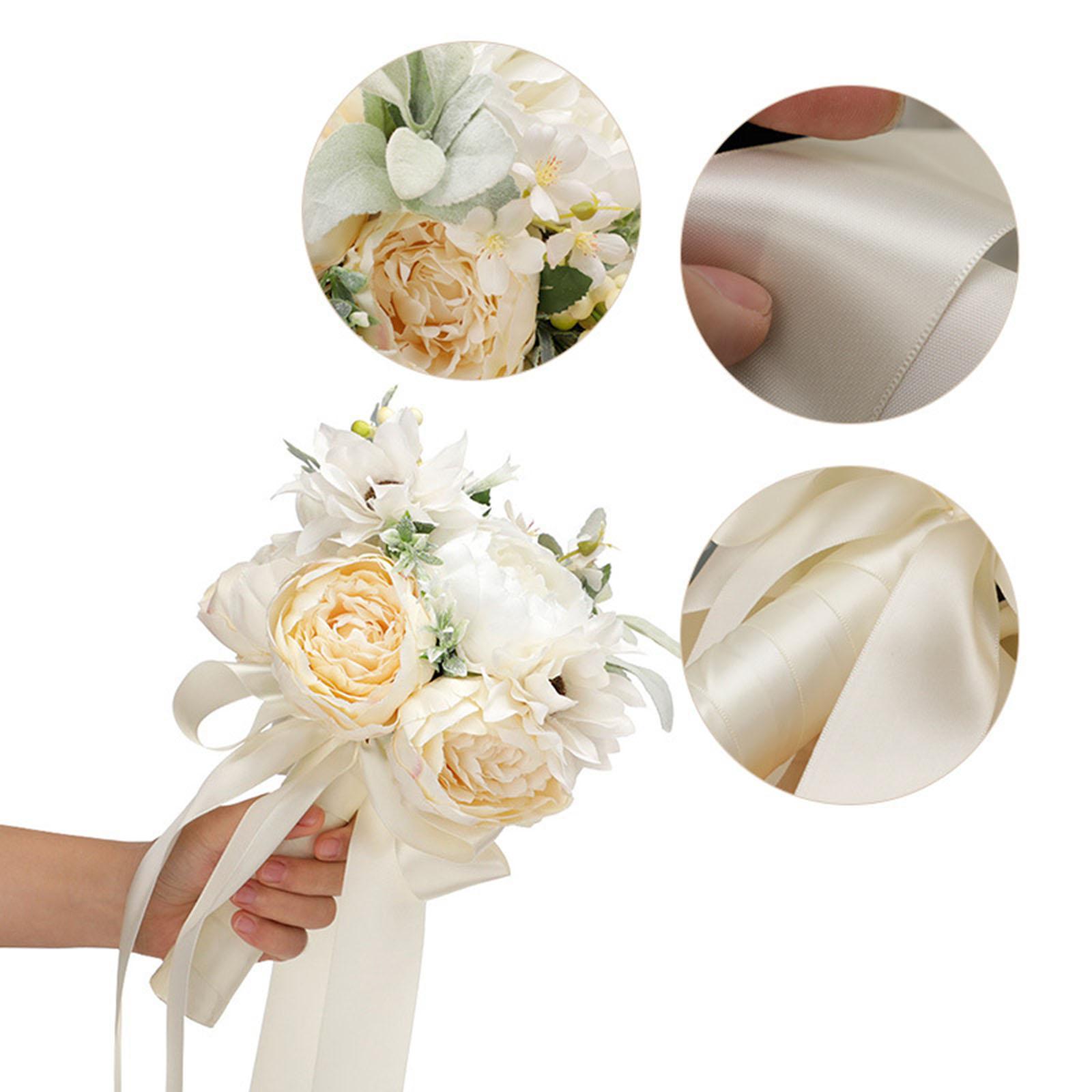 White Silk Peony Cascading Bouquets Party Church Decor Bride Bridal Holding