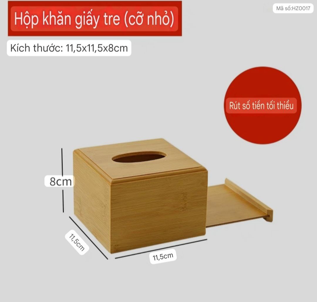 Hộp Gỗ Tre Đựng Giấy Ăn 4 Mặt Chữ Nhật Cao Cấp