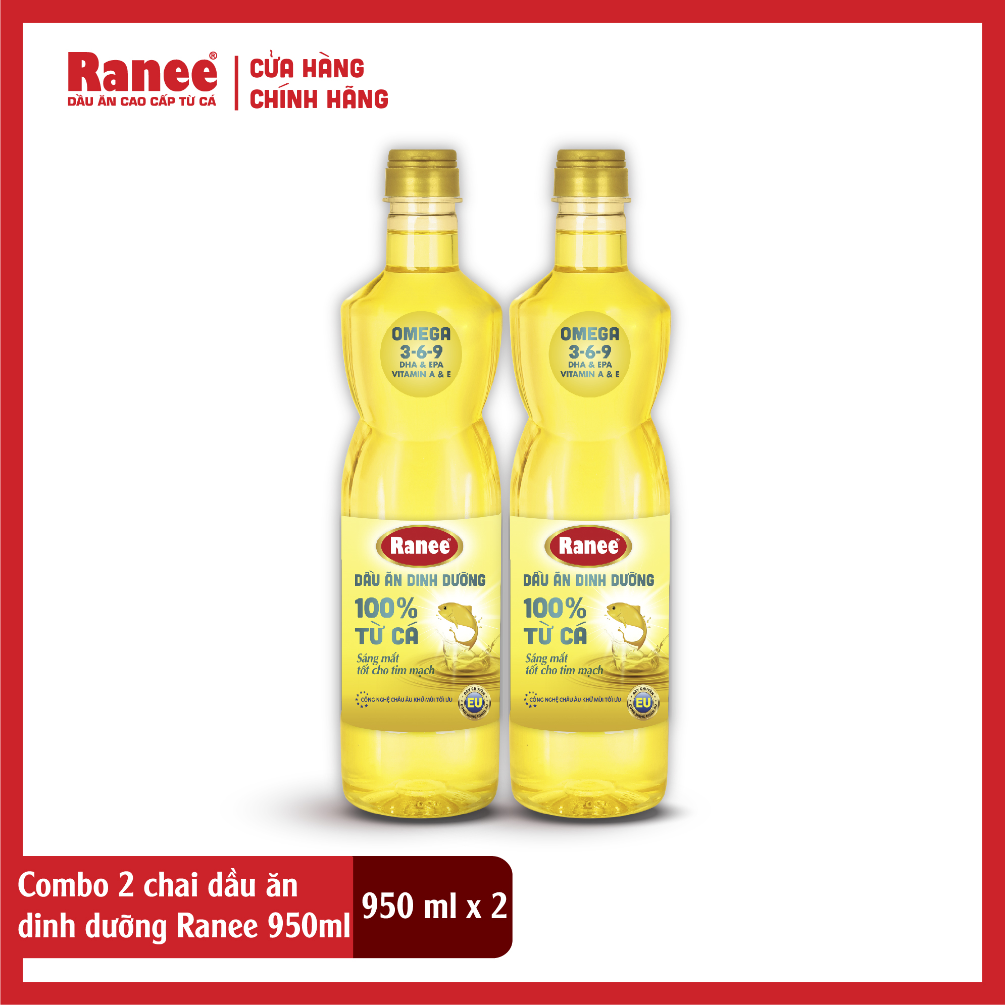 Combo 2 chai dầu ăn dinh dưỡng Ranee 950ml