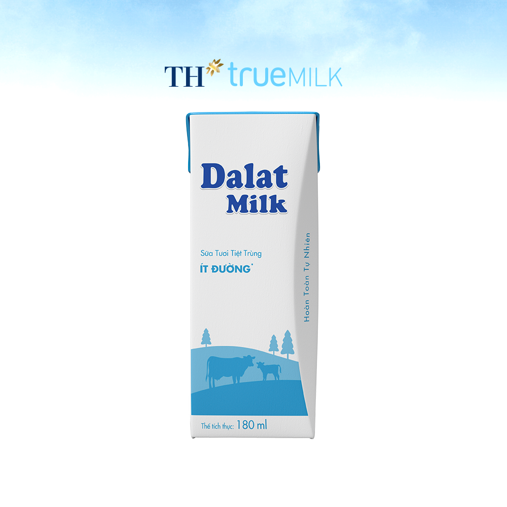 Thùng 48 hộp sữa tươi tiệt trùng ít đường Dalatmilk 180ml (180ml x 48)