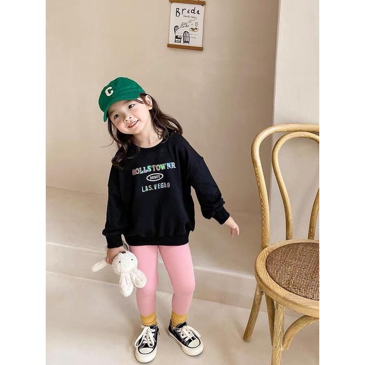 Set 4 quần LEGGING dài 100% cotton xuất dư siêu co giãn, mặc thoải mái cho bé gái 10-17kg (4 màu xám, đen, hồng, trắng)