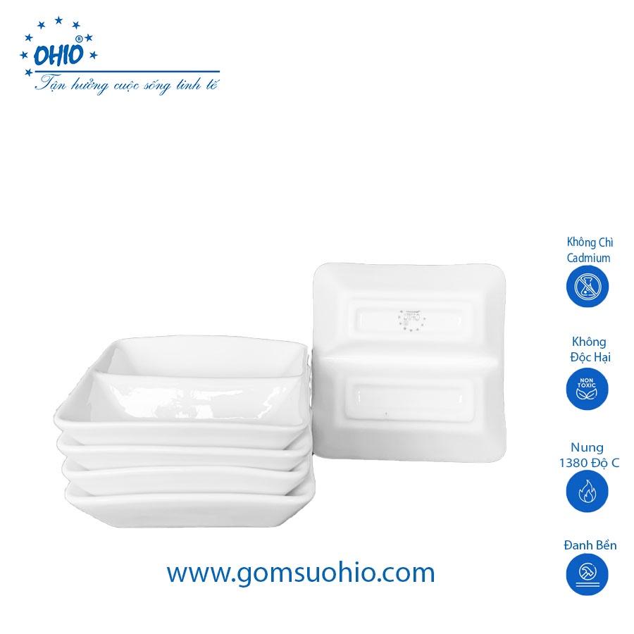 Đĩa 2 Ngăn Sứ Trắng OHIO