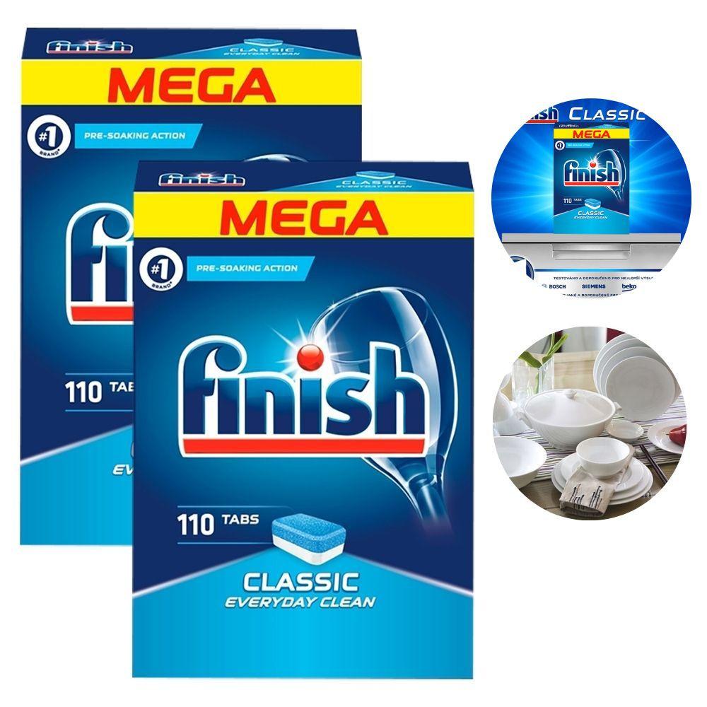 Combo 2 hộp 110 viên rửa bát Finish nhập khẩu Châu Âu Classic Dishwasher Tablets (2x110viên)