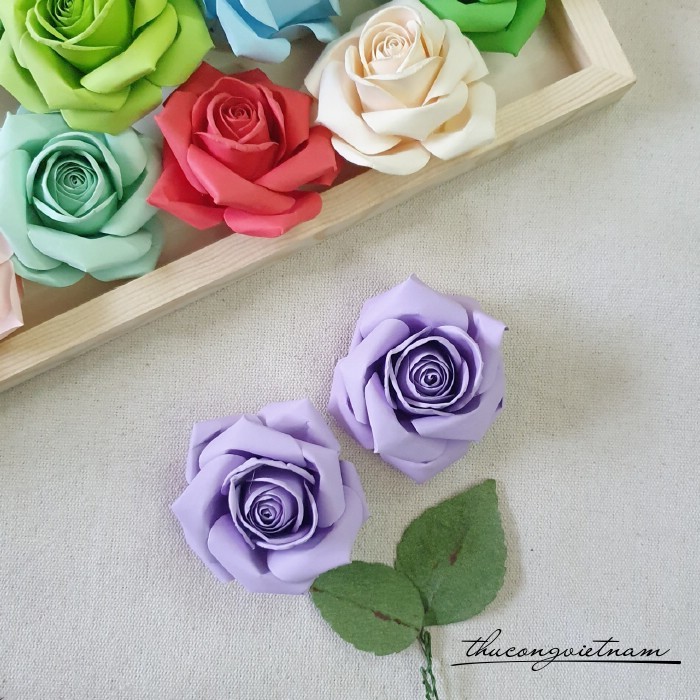 Hoa hồng giấy mỹ thuật 6-7cm (2 bông)