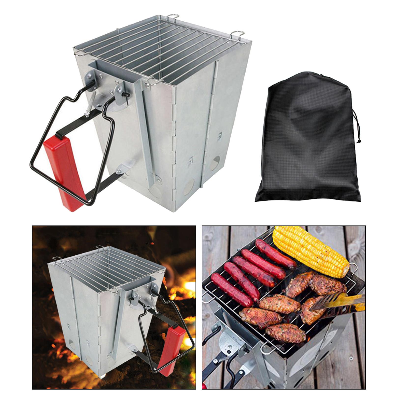 BBQ Charcoal Chimney Starter Camping Quick Grill Lighter Compact Foldable