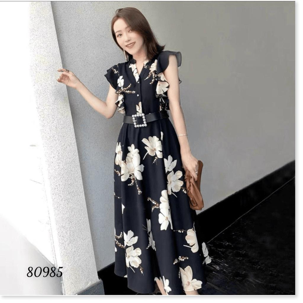 ĐẦM XÒE LỤA HOA KÈM DẬY LỤA HOA CỘT EO SIÊU ĐẸP DÀNH CHO CÁC QUÝ PHU NHÂN KME FASHION